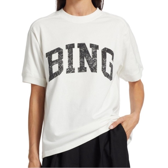 NWT Anine Bing Jaylin Bing Graphic Tee in Ivory White S - Picture 1 of 10